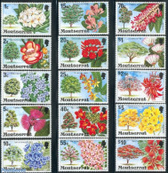 Montserrat 1976 Flowering Trees 15v, Mint NH, Nature - Flowers & Plants - Trees & Forests - Rotary Club