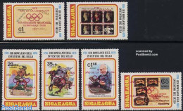Nicaragua 1980 Olympic Games 6v, Red Overprint, Mint NH, Sport - Olympic Games - Stamps On Stamps - Timbres Sur Timbres