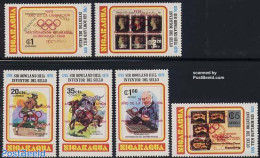 Nicaragua 1980 Olympic Games 6v, Red Overprint, Mint NH, Sport - Olympic Games - Stamps On Stamps - Stamps On Stamps