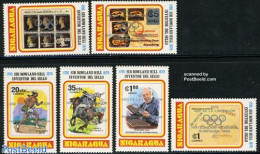 Nicaragua 1980 Olympic Games 6v, Silver Overprint, Mint NH, Sport - Olympic Games - Stamps On Stamps - Briefmarken Auf Briefmarken