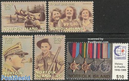 Norfolk Island 1995 End Of World War II 5v, Mint NH, History - Transport - Decorations - Militarism - World War II - A.. - Militares