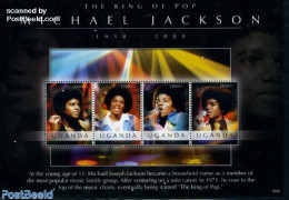 Uganda 2009 Michael Jackson 4v M/s, Mint NH, Performance Art - Michael Jackson - Music - Popular Music - Musique