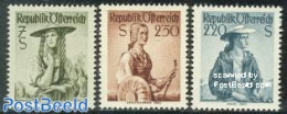 Austria 1952 Definitives, Costumes 3v, Unused (hinged), Various - Costumes - Unused Stamps