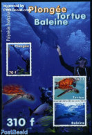 French Polynesia 2009 Whale & Turtle Diving S/s, Mint NH, Nature - Sport - Sea Mammals - Turtles - Diving - Unused Stamps