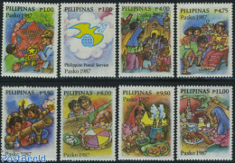 Philippines 1987 Christmas 8v, Mint NH, Religion - Christmas - Noël