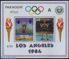 Paraguay 1983 Olympic Games S/s (A Or B Next To Rings), Mint NH, Sport - Olympic Games - Weightlifting - Gewichtheben