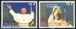 Rwanda 1990 Visit Of Pope John Paul II 2v, Mint NH, Religion - Pope - Religion - Pausen
