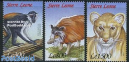 Sierra Leone 1999 African Fauna 3v, Mint NH, Nature - Animals (others & Mixed) - Cat Family - Monkeys - Andere & Zonder Classificatie