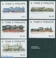 Sao Tome/Principe 1990 Locomotives 5v, Mint NH, Transport - Railways - Trains