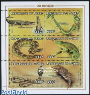 Chad 1998 Reptiles 6v M/s, Mint NH, Nature - Animals (others & Mixed) - Crocodiles - Reptiles - Snakes - Other & Unclassified