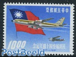 Taiwan 1961 Civil Aviation 1v, Mint NH, History - Transport - Flags - Aircraft & Aviation - Flugzeuge