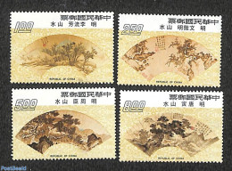 Taiwan 1975 Fan Paintings 4v, Mint NH, Nature - Trees & Forests - Art - Fans - Paintings - Rotary, Lions Club
