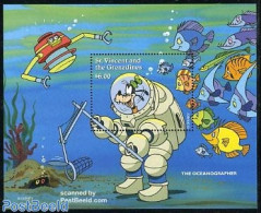 Saint Vincent 1996 Goofy Diving S/s, Mint NH, Nature - Sport - Fish - Diving - Disney - Poissons