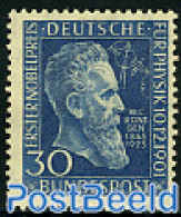 Germany, Federal Republic 1951 Wilhelm Rontgen 1v, Unused (hinged), Health - History - Science - Health - Nobel Prize .. - Unused Stamps