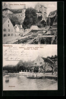 AK Meersburg, Gasthof-Pension Zum Wilden Mann L. Hegele Mit Bodensee, Ortspartie Mit Schloss  - Meersburg