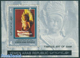 Yemen, Arab Republic 1970 Siam Sculptures S/s, Mint NH, History - Religion - Archaeology - Religion - Art - Sculpture - Archeologia