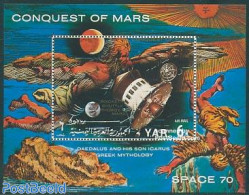 Yemen, Arab Republic 1971 Mars Conquest S/s, Mint NH, Science - Transport - Astronomy - Space Exploration - Astrology