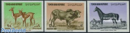 Yemen, Arab Republic 1964 Postage Due 3v Imperforated, Mint NH, Nature - Animals (others & Mixed) - Cattle - Deer - Ho.. - Andere & Zonder Classificatie