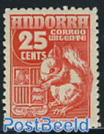 Andorra, Spanish Post 1949 Express Mail, Squirrel 1v, Unused (hinged), History - Nature - Coat Of Arms - Animals (othe.. - Ungebraucht