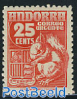 Andorra, Spanish Post 1949 Express Mail, Squirrel 1v, Unused (hinged), History - Nature - Coat Of Arms - Animals (othe.. - Ongebruikt