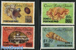 Cocos Islands 1991 Overprints 4v, Mint NH, Nature - Shells & Crustaceans - Maritiem Leven