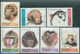 Congo Republic 1991 Monkeys 7v, Mint NH, Nature - Monkeys - Other & Unclassified
