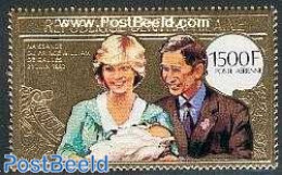 Central Africa 1983 Royal Baby 1v, Gold, Mint NH, History - Charles & Diana - Kings & Queens (Royalty) - Royalties, Royals
