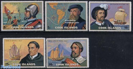 Cook Islands 1975 Discoveries 5v, Mint NH, History - Transport - Various - Explorers - History - Ships And Boats - Maps - Esploratori