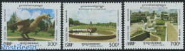 Cambodia 1995 Public Parks 3v, Mint NH, Nature - Birds - Art - Sculpture - Beeldhouwkunst