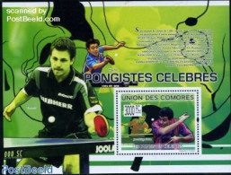 Comoros 2009 Table Tennis Celebrities S/s, Mint NH, Sport - Sport (other And Mixed) - Table Tennis - Tafeltennis