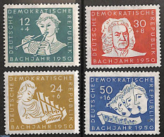 Germany, DDR 1950 J.S. Bach 4v, Mint NH, Performance Art - Music - Musical Instruments - Staves - Unused Stamps
