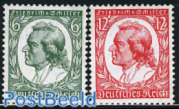 Germany, Empire 1934 F. Von Schiller 2v, Mint NH, Art - Authors - Ungebraucht