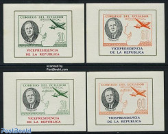 Ecuador 1949 On Service, Vice President 4 S/s, Mint NH, History - Transport - Various - American Presidents - Aircraft.. - Avions