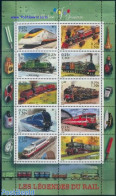 France 2001 Trains 10v M/s, Mint NH, Nature - Transport - Animals (others & Mixed) - Railways - Art - Bridges And Tunn.. - Unused Stamps