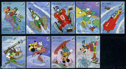 Gambia 1993 Disney, Winter Sports 9v, Mint NH, Sport - (Bob) Sleigh Sports - Ice Hockey - Skating - Skiing - Art - Dis.. - Wintersport (Sonstige)