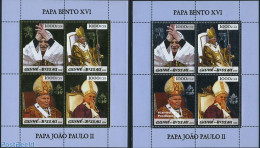 Guinea Bissau 2005 Pope John Paul II 8v (2 M/s), Silver, Gold, Mint NH, Religion - Pope - Religion - Papes