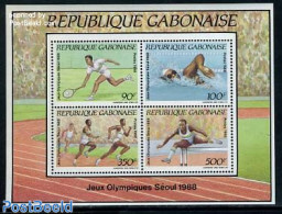 Gabon 1988 Olympic Games S/s, Mint NH, Sport - Athletics - Olympic Games - Swimming - Tennis - Unused Stamps