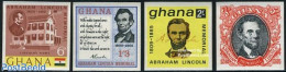Ghana 1965 Death Of A. Lincoln 4v Imperforated, Mint NH, History - Politicians - US Bicentenary - Stamps On Stamps - Sellos Sobre Sellos