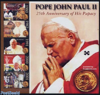 Ghana 2004 25 Years Pope John Paul II 5v M/s, Mint NH, Religion - Pope - Religion - Pausen