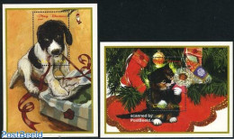 Ghana 1998 Cats & Dogs 2 S/s, Mint NH, Nature - Religion - Cats - Dogs - Christmas - Navidad