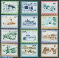 Guernsey 1982 Postage Due, Views 12v, Mint NH, Nature - Transport - Various - Cattle - Horses - Ships And Boats - Ligh.. - Schiffe