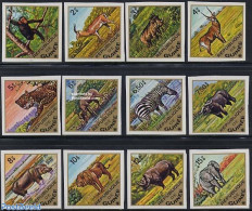 Guinea, Republic 1975 Animals 12v Imperforated, Mint NH, Nature - Animals (others & Mixed) - Cat Family - Elephants - .. - Autres & Non Classés