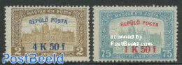 Hungary 1918 Airmail Overprints 2v, Unused (hinged) - Unused Stamps