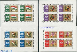 Hungary 1961 Stamp Exposition 4 S/s, Mint NH, Nature - Birds - Butterflies - Flowers & Plants - Orchids - Neufs
