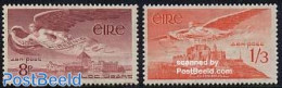 Ireland 1954 Airmail Stamps 2v, Mint NH, Religion - Angels - Art - Castles & Fortifications - Nuovi