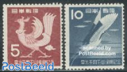 Japan 1953 Return Of The Prince 2v, Mint NH, History - Nature - Kings & Queens (Royalty) - Birds - Neufs