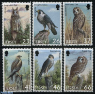 Jersey 2001 Birds Of Prey 6v, Mint NH, Nature - Birds - Birds Of Prey - Owls - Jersey