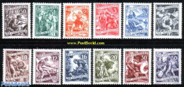 Yugoslavia 1950 Definitives 12v, Unused (hinged), Nature - Science - Various - Cattle - Fishing - Mining - Agriculture.. - Neufs