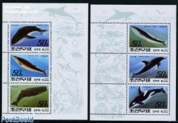 Korea, North 1992 Whales & Dolphins 6v In 2 M/ss, Mint NH, Nature - Sea Mammals - Korea, North