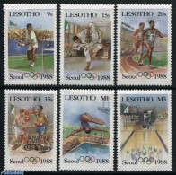 Lesotho 1987 Olympic Games Seoul 6v, Mint NH, Sport - Athletics - Boxing - Judo - Olympic Games - Tennis - Atletiek
